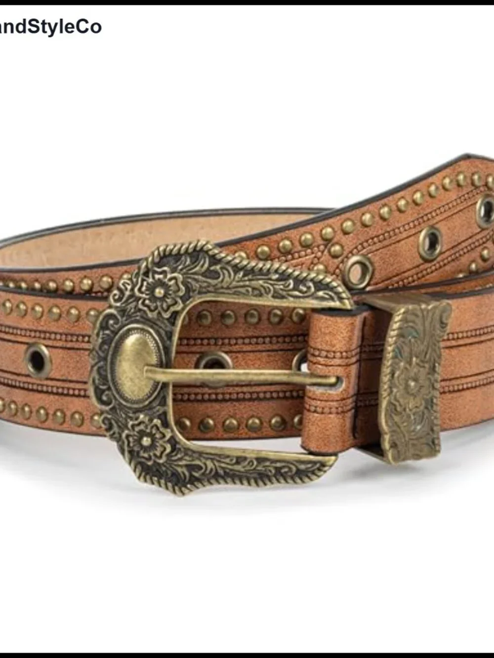 Vintage Western Belt - PU Leather Unisex Engraved Buckle